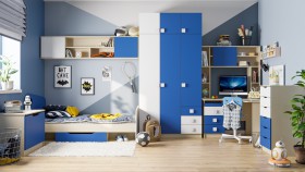 Детская комната Скай (Синий/Белый/корпус Клен) в Ижевске - izhevsk.katalogmebeli.com | фото