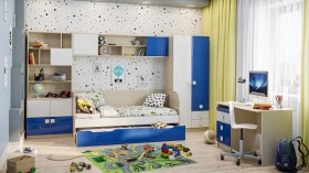 Детская комната Скай Люкс (Синий/Белый/корпус Клен) в Ижевске - izhevsk.katalogmebeli.com | фото