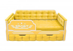 Кровать 190 серии Спорт 2 ящика 74 Жёлтый (мягкие боковые накладки) в Ижевске - izhevsk.katalogmebeli.com | фото