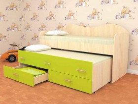 Кровать детская Нимфа двухместная 2.0 Дуб молочный/Лайм в Ижевске - izhevsk.katalogmebeli.com | фото