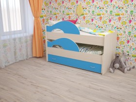 Кровать детская Радуга 1600 Млечный дуб/Голубой в Ижевске - izhevsk.katalogmebeli.com | фото