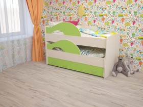 Кровать детская Радуга 1600 Млечный дуб/Салатовый в Ижевске - izhevsk.katalogmebeli.com | фото