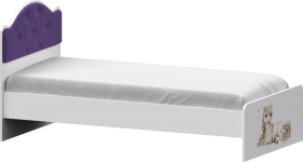 Кровать Каспер с мягкой спинкой и фотопечатью (800х1900)Белый/Фиолетовый в Ижевске - izhevsk.katalogmebeli.com | фото