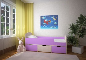 Кровать Малыш-мини Дуб молочный/Ирис в Ижевске - izhevsk.katalogmebeli.com | фото