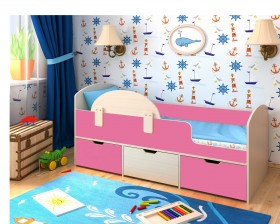 Кровать Малыш-мини Дуб молочный/Розовый в Ижевске - izhevsk.katalogmebeli.com | фото