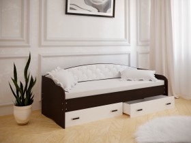 Кровать Софа-7 с мягкой спинкой (800х1900) Венге/ Белый в Ижевске - izhevsk.katalogmebeli.com | фото