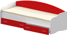 Кровать Софа-8 с мягкой спинкой (900х2000) Белый/Красный в Ижевске - izhevsk.katalogmebeli.com | фото