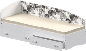 Кровать Софа-9 с мягкой спинкой с рисунком Милана (900х2000) Белый в Ижевске - izhevsk.katalogmebeli.com | фото