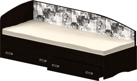 Кровать Софа-9 с мягкой спинкой с рисунком Милана (900х2000) Венге в Ижевске - izhevsk.katalogmebeli.com | фото