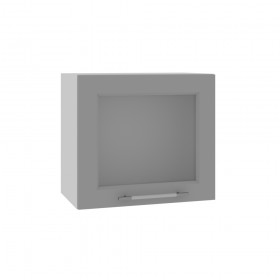 Квадро ВПГС 500 шкаф верхний горизонтальный со стеклом высокий (Ваниль кожа/корпус Серый) в Ижевске - izhevsk.katalogmebeli.com | фото