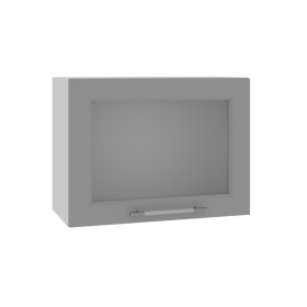 Квадро ВПГС 600 шкаф верхний горизонтальный со стеклом высокий (Ваниль кожа/корпус Серый) в Ижевске - izhevsk.katalogmebeli.com | фото