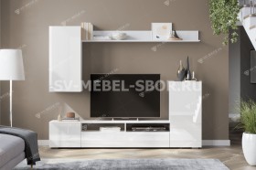 Мебель для гостиной МГС 4 (Белый/Белый глянец) в Ижевске - izhevsk.katalogmebeli.com | фото