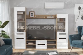 Мебель для гостиной МГС 6 (Исполнение 1/Дуб золотой/Белый глянец) в Ижевске - izhevsk.katalogmebeli.com | фото