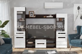 Мебель для гостиной МГС 6 (Исполнение 1/Венге/Белый глянец) в Ижевске - izhevsk.katalogmebeli.com | фото 1