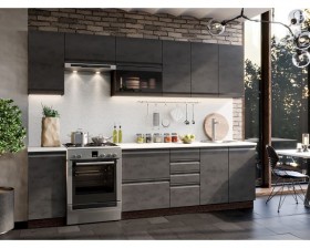 Модульная кухня Бруклин 2,8 м (Бетон черный/Венге) в Ижевске - izhevsk.katalogmebeli.com | фото
