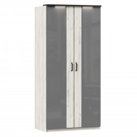 Техно ЛД 678.130.000.007 Шкаф 2-хстворчатый с комбинированными дверями (Дуб Крафт белый/Серый шифер) в Ижевске - izhevsk.katalogmebeli.com | фото